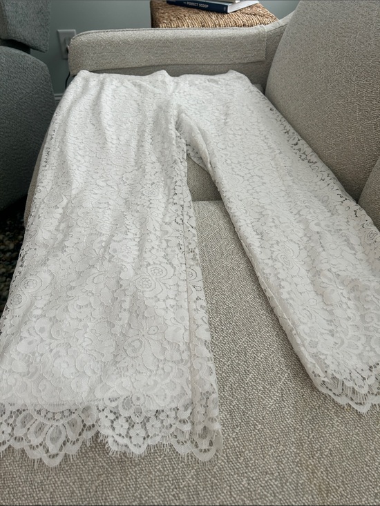 Isaac Mizrahi Pants - Isaac Mizrahi White Lace Wide-Leg Pants